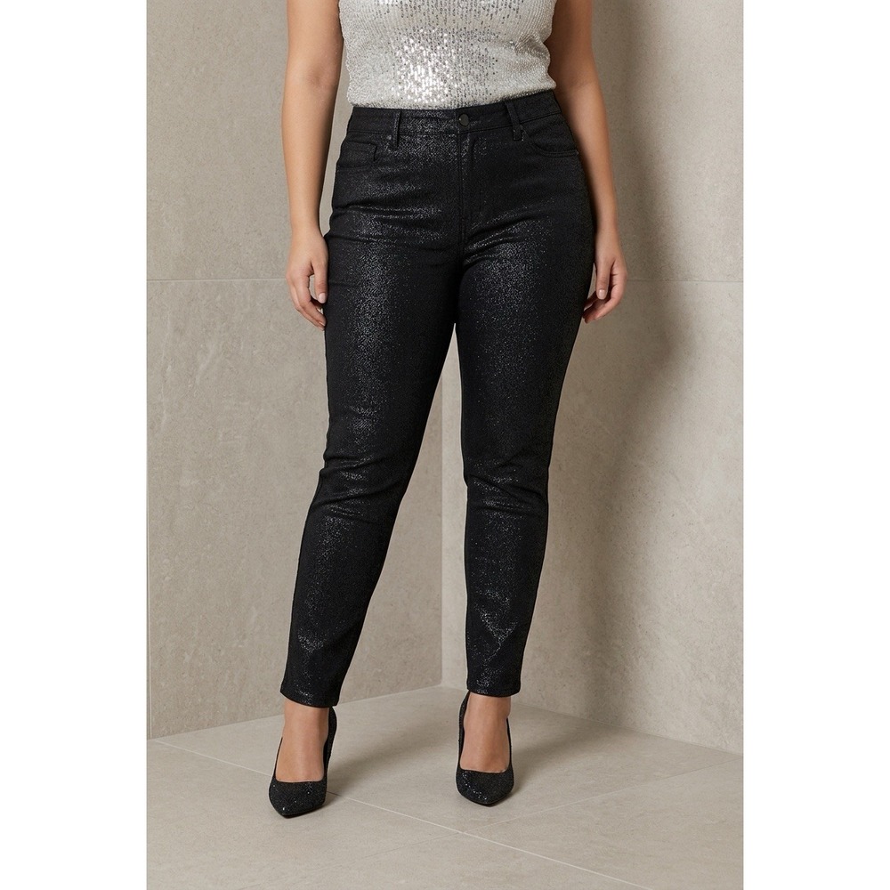 Liverpool Los A. The High Rise Ankle Black Shimmer Stretch Pants‎